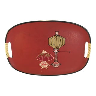 Vintage Mid-Century Yanmar-Style Fiberboard Serving Tray For Sale