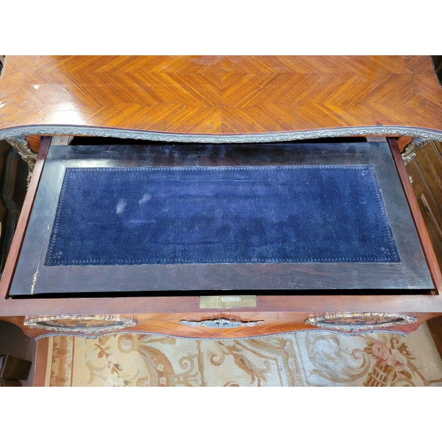 Antique French Inlaid & Bronze Writing Desk For Sale - Image 10 of 12