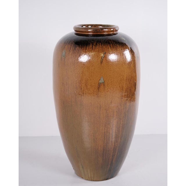 Ceramic Ceramic Floor Vase with Brown Glaze For Sale - Image 7 of 10
