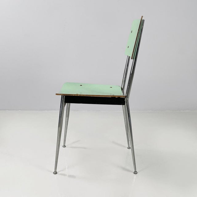 Mid-Century Italian Modern Chairs in Aqua Green Formica and Metal, 1960s, Set of 4 For Sale - Image 3 of 18