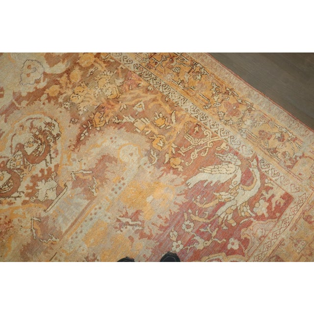 Antique Square Agra Pictorial Animal Rug - 6'1" x 7'4" For Sale In New York - Image 6 of 11