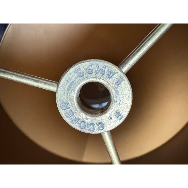 1950s Frederick Cooper Hollywood Regency Brass Tripod Table Lamps - A Pair For Sale - Image 5 of 16