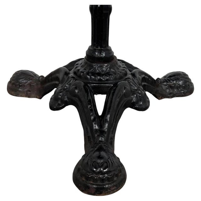 Vintage 20th Century Cast Iron Side Table with Oak Top For Sale - Image 3 of 5