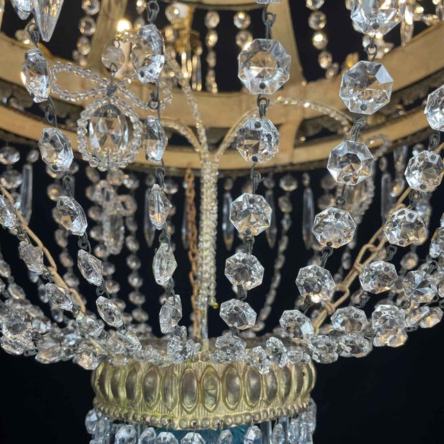 Large 18-Light Empire Chandelier in Crystal and Gilded Brass, 1700s For Sale - Image 12 of 13