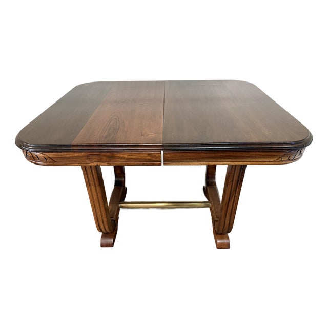 French Art Deco Solid Walnut Dining Table, Circa 1930's For Sale