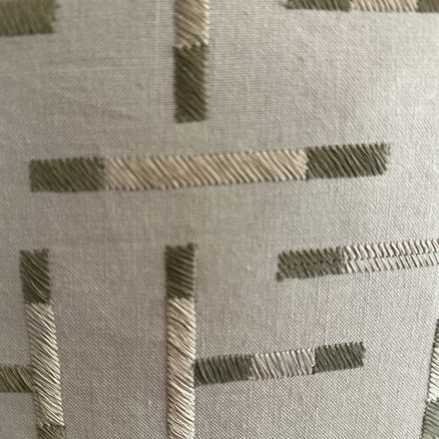 Handcrafted decorative pillow case. Double sided crossword embroidered cotton/linen olive green background and dark/light...