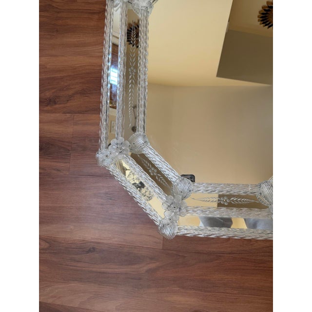 Vintage Venetian Murano Style Octagonal Glass Mirror For Sale - Image 4 of 12