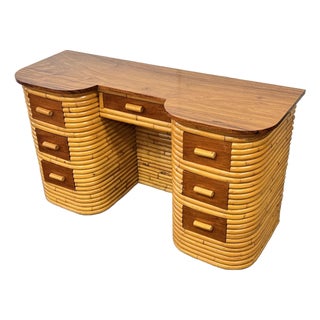 1930's Paul Frankl Stacked Rattan Desk For Sale