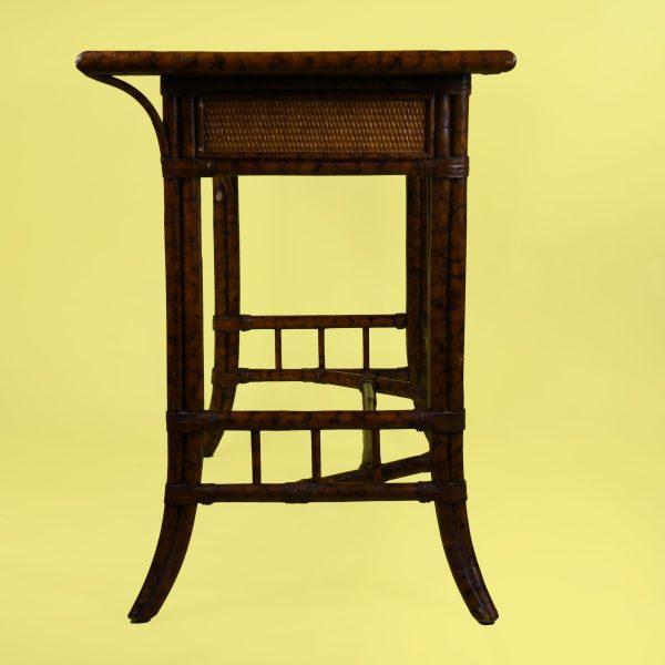 Hollywood Regency Vintage Burnt Bamboo Desk For Sale - Image 3 of 7