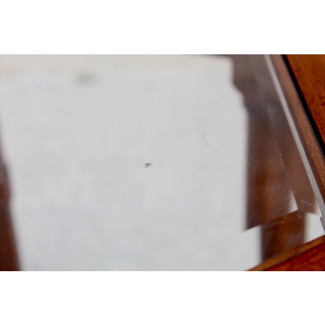 Vintage 1960s Mid-Century Modern Walnut Octagonal Glass Top & Cane Coffee Table + 2 Matching Hexagonal Accent Tables For Sale - Image 12 of 12