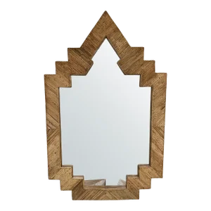 Extra Large Rattan Pyramid Mirror by Vivai Del Sud. Italy, 1970s