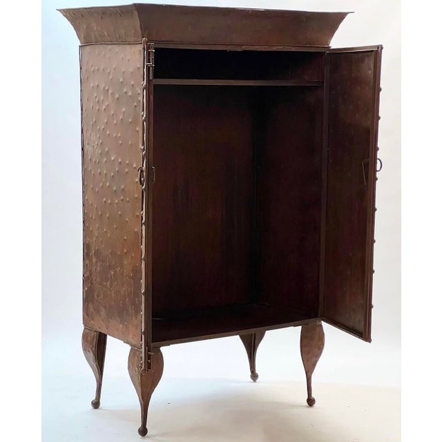 Postmodern Mid Century Hammered Hobnail Metal Armoire For Sale - Image 3 of 8