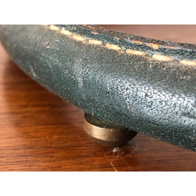 Metal 1950s Modern Jacques Adnet Floorlamp in Original Green Leather For Sale - Image 7 of 12