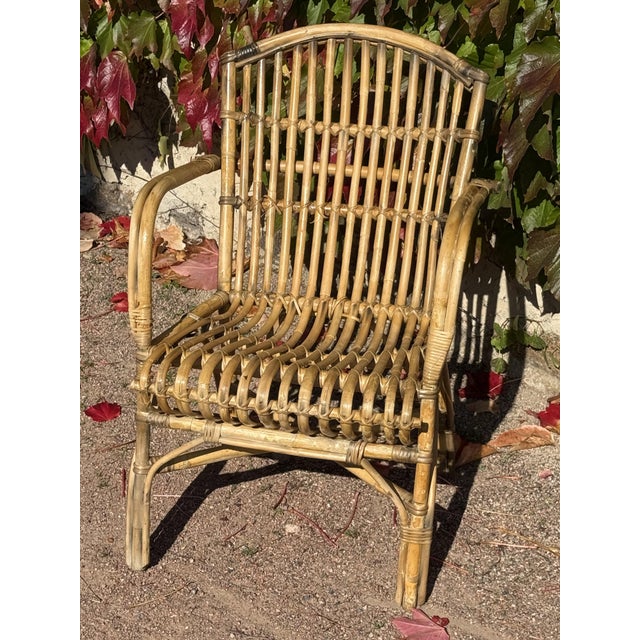 Vintage Armchairs in Rattan, 1970s, Set of 3 For Sale - Image 4 of 9
