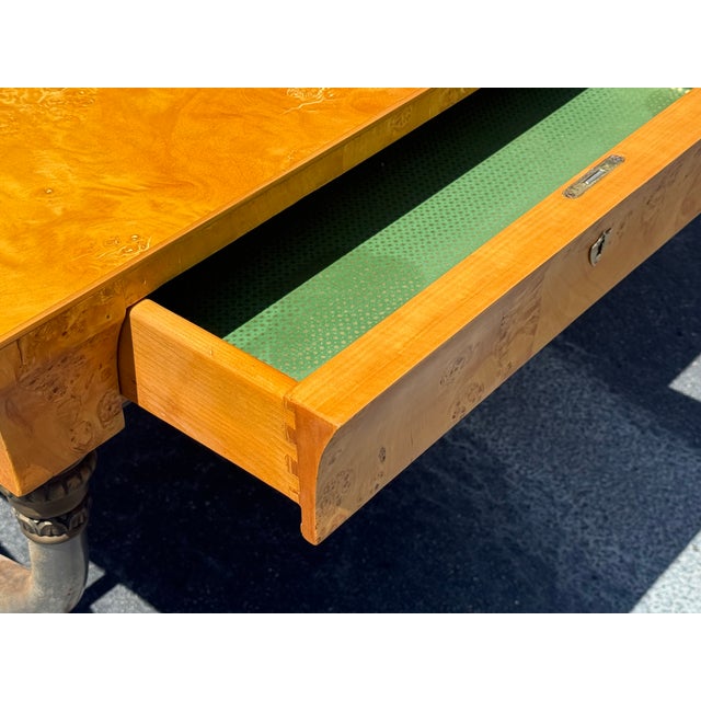 1970s Italian Burl Wood Neo-Classical Maison Jansen Style Desk for Bloomingdales For Sale In Atlanta - Image 6 of 7