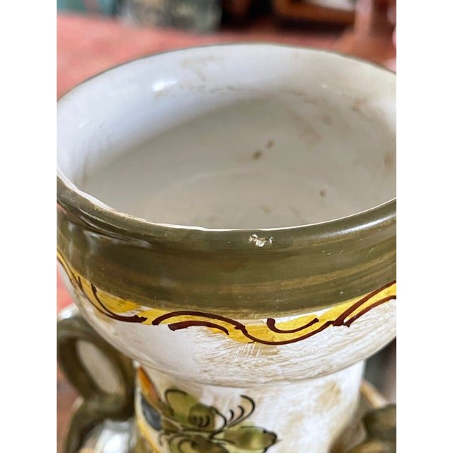 Pair of Vintage 16” Italian Hand-Painted Ceramic Amphora Vases – Weiselman Import For Sale - Image 9 of 10