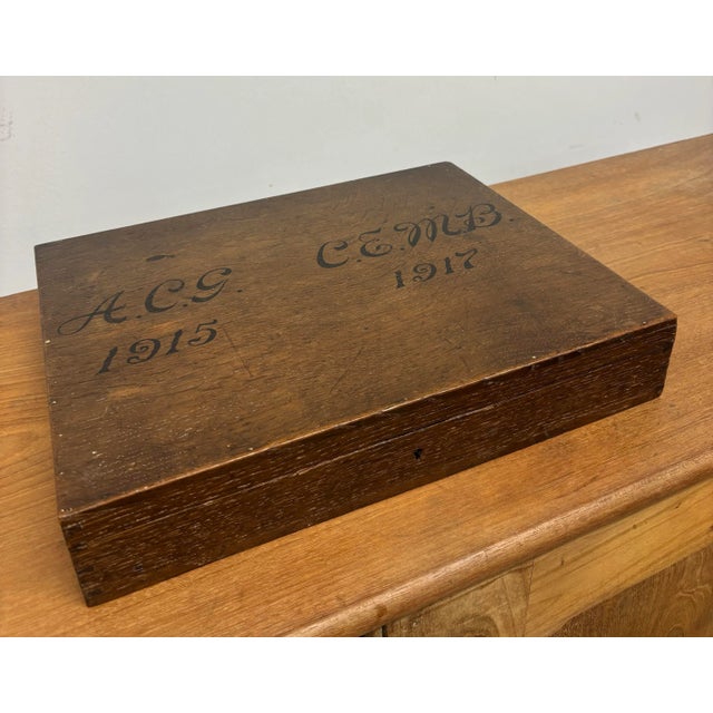 An evocative antique English WWI campaign box, likely used for the safekeeping of documents or personal correspondence...