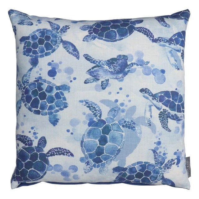 Not Yet Made - Made To Order Sea Turtles Blue Cushion For Sale - Image 5 of 5