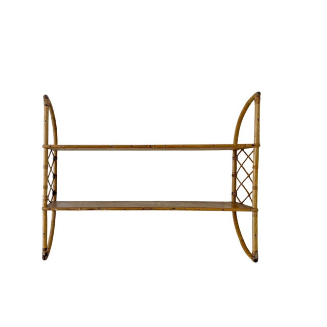 French Rattan Bamboo Wall Shelf, 1960s For Sale - Image 4 of 14