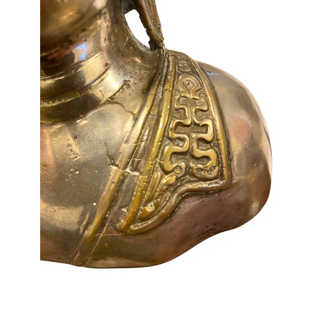 Asian Buddha Bust Brass/Bronze Silvered Nepal Tibet Yoga Meditation Decor 6.75" For Sale - Image 3 of 9