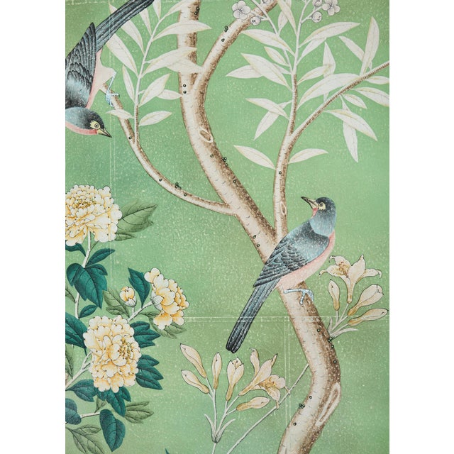 Gracie Hand Painted Wallpaper Panel Chinoiserie Gated Garden For Sale - Image 10 of 12