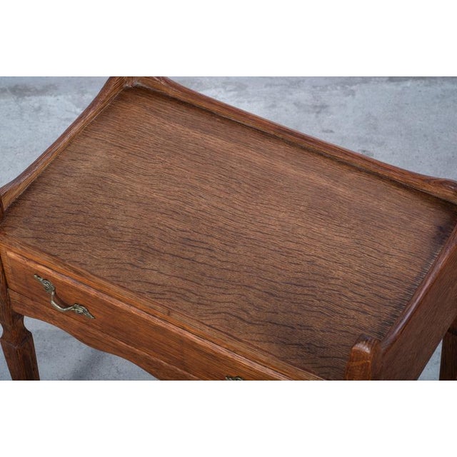 Brown Brutalist Oak Nightstands attributed to Henning Kjærnulf, 1970s, Set of 2 For Sale - Image 8 of 9