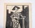 Striking vintage mid-century modernist charcoal drawing on paper measuring 12.5 inches wide by 19 inches high. The work...