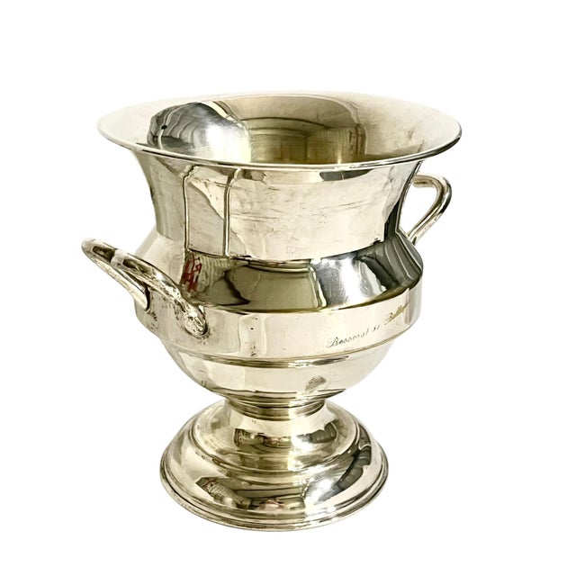 Art Deco Vintage French Besserat De Bellefon Silver Plate Champagne Ice Bucket For Sale - Image 3 of 14
