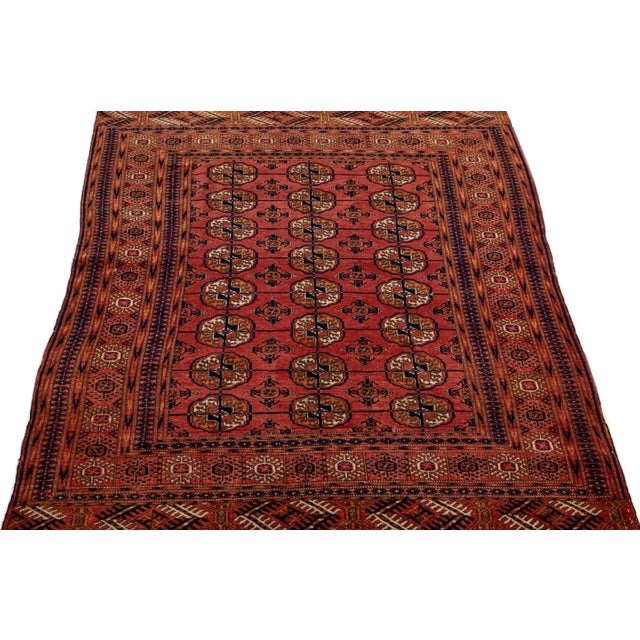 1960s 1960s Vintage Persian Turkman Brown Handmade All-Over Medallion Wool Rug For Sale - Image 5 of 12