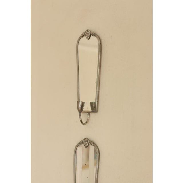 Mid-Century Modern Swedish Pewter Sconces with Mirror, Set of 2 For Sale - Image 17 of 18