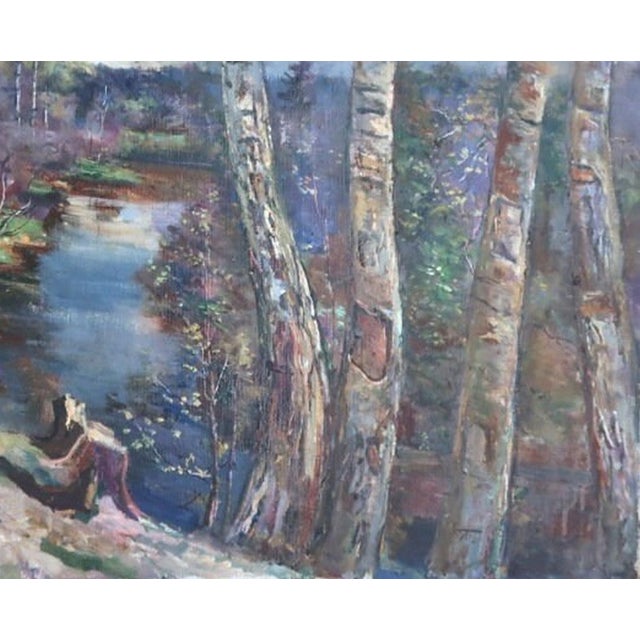 1960s Spring Landscape Oil Painting, Impressionism, 1960 For Sale - Image 5 of 6