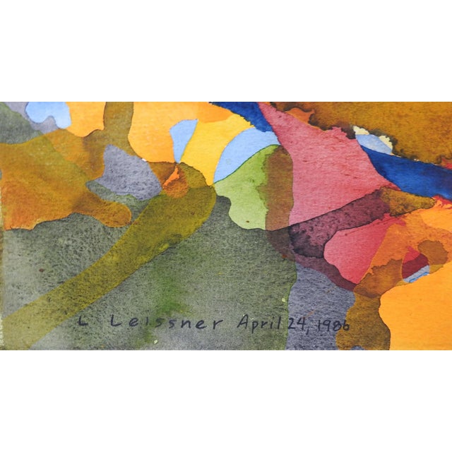 Vintage 1986 abstract watercolor on heavy paper by Lawrence Leissner (20th century) Texas. Signed lower center, titled...