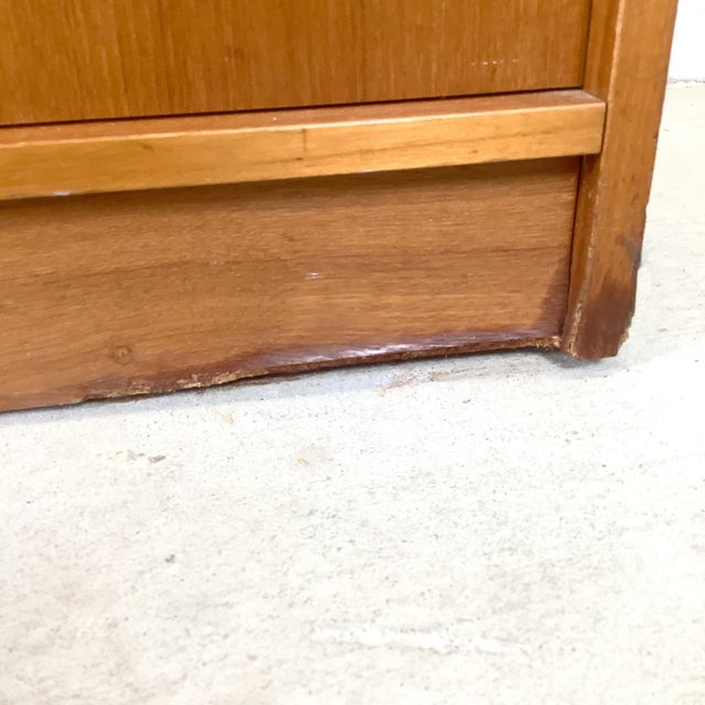 Vintage Scandinavian Modern Teak Credenza Media Cabinet With Sliding Doors For Sale - Image 11 of 17