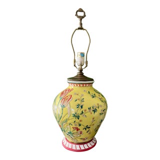 Late 20th Century Yellow Chinoiserie Table Lamp by John Richard For Sale