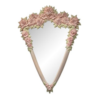 Postmodern Triangle Mirror With Molded Roses For Sale
