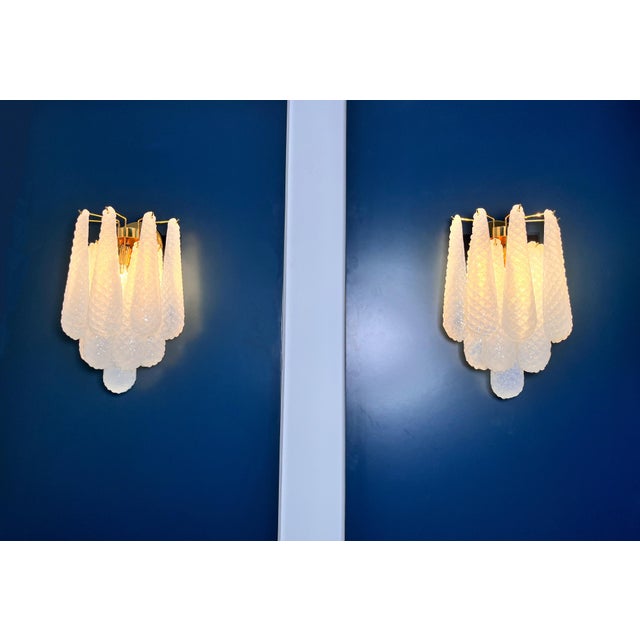 Vintage Opaline Glass Petals Drop Wall Sconces, 1990, Set of 2 For Sale - Image 12 of 18