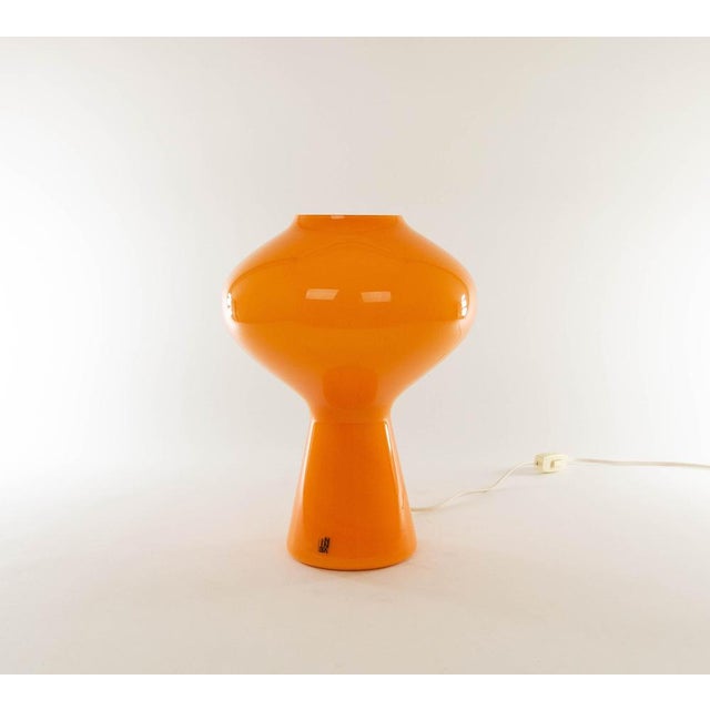 1970s Large Orange Hand Blown Fungo Table Lamp by Massimo Vignelli for Venini, 1950s For Sale - Image 5 of 8