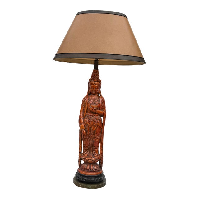 1940s Hollywood Regency Guanyin Lamp For Sale