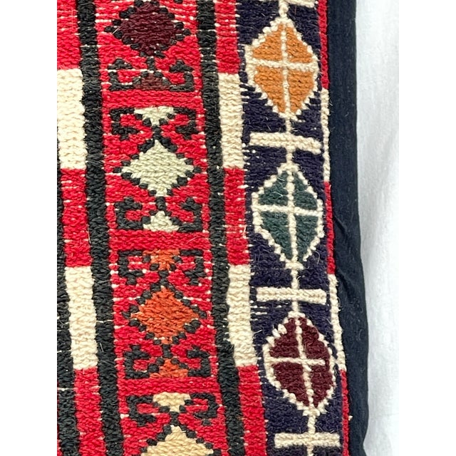 Large Caucasian Soumak Wool Rug Pillow With Animal Motifs For Sale - Image 9 of 13