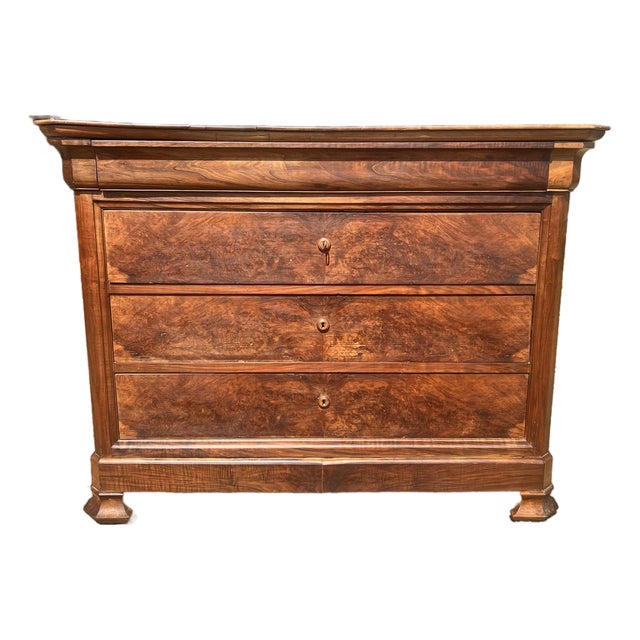 French 19th Century Louis Philippe Solid Walnut Chest of Drawers / Commode For Sale
