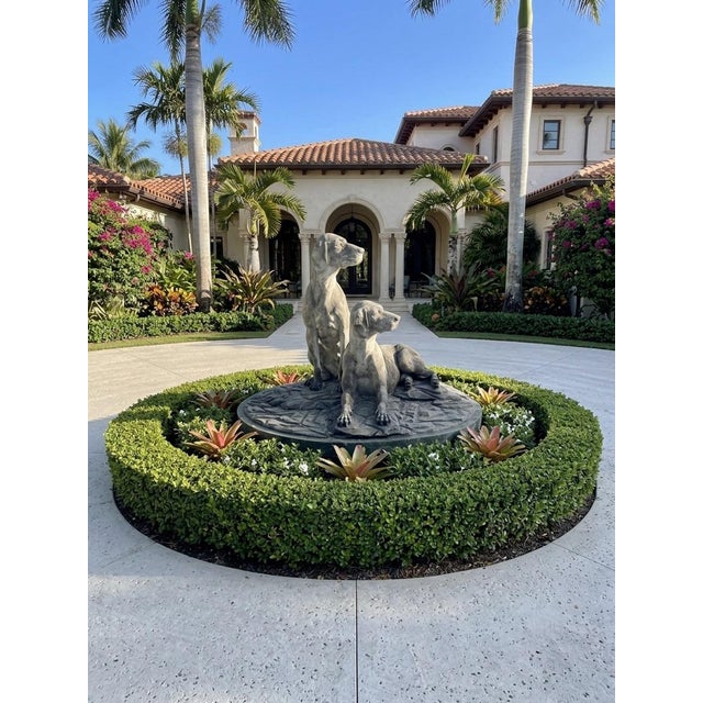 1980s Cast Marble Sculpture of Two Hunting Dogs on a Round Base For Sale - Image 11 of 12