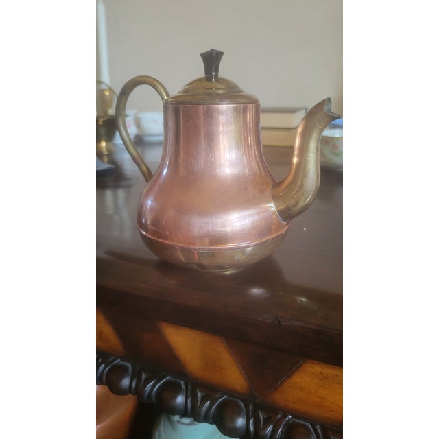 Vintage Copper and Brass Tea Pot For Sale - Image 4 of 9