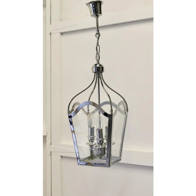 Silver Large Art Deco Chrome and Glass Pendant, 1960s For Sale - Image 8 of 8