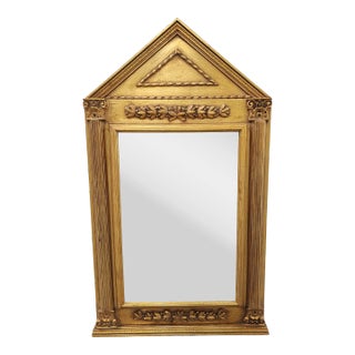 Vintage Neoclassical Style Pediment Gilded Mirror For Sale