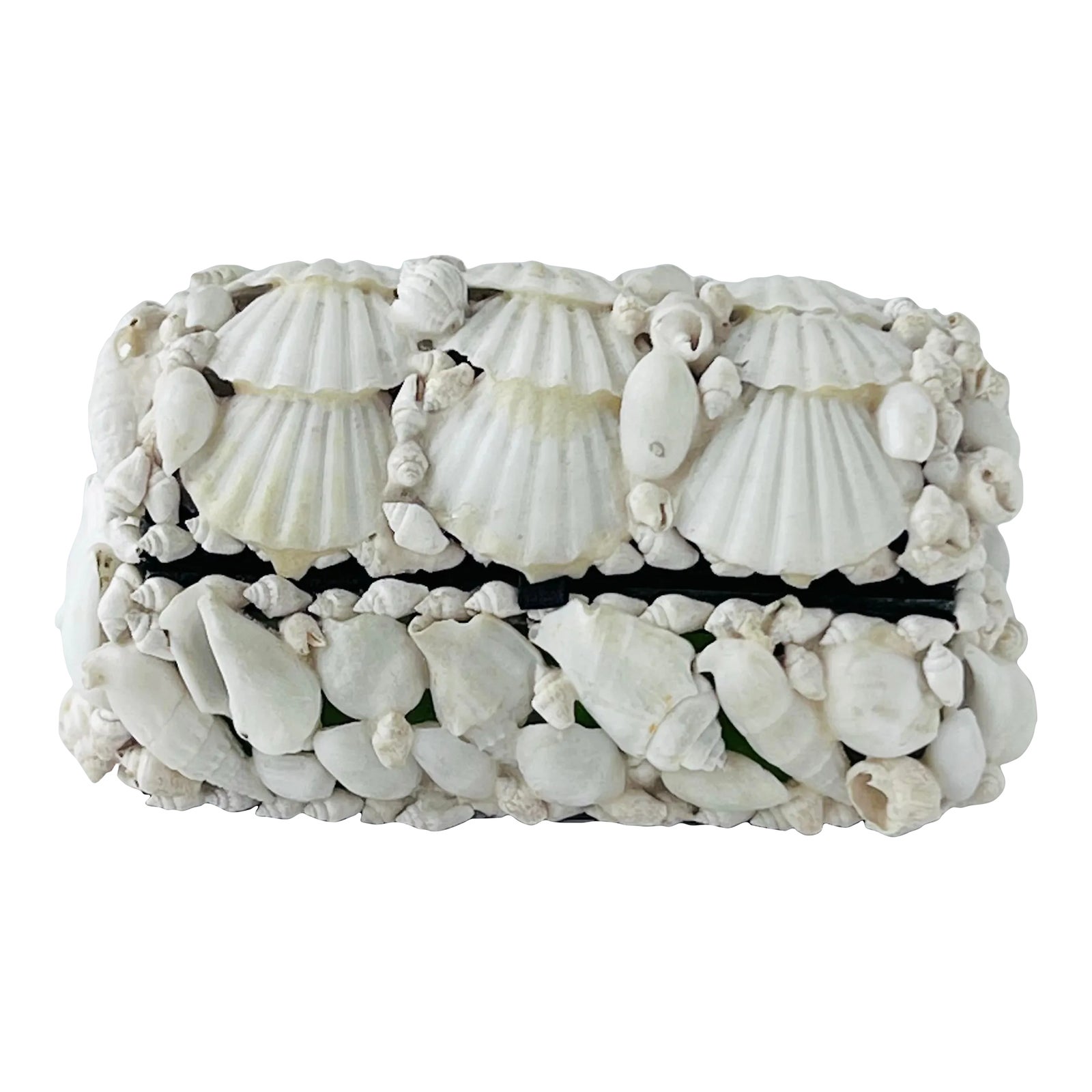 Vintage Coastal Island Style Domed Sea Shells Adorned Trinket / Jewelry ...