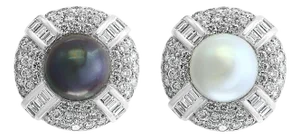 South Sea Pearl Day & Night with 12 Carat Diamond Cocktail Earrings 18 K Gold