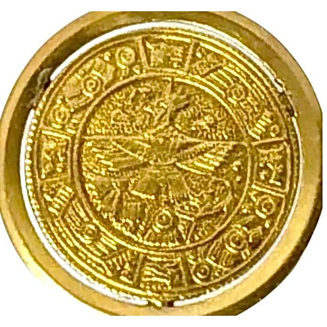 14k Gold Aztec Calendar Medallion Pendant Vintage For Sale In Tampa - Image 6 of 7