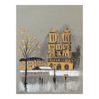 Pastel Study 4 - Original Serene Figurative Cityscape Oil Painting on Paper by Kathleen Keifer For Sale