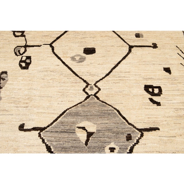 Modern Moroccan-Style Tribal Room Size Wool Rug 8 Ft 4 in X 9 Ft 7 In For Sale - Image 10 of 13