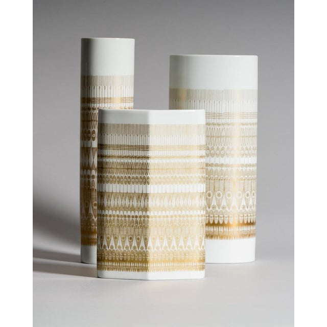Rosenthal Trio Gilded Porcelain Vases by Hans Theo Baumann & Tapio Wirkkala for Rosenthal Studio-Line, Germany, 1960s, Set of 3 For Sale - Image 4 of 18